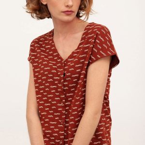 Blusa manga corta color teja de algodón orgánico