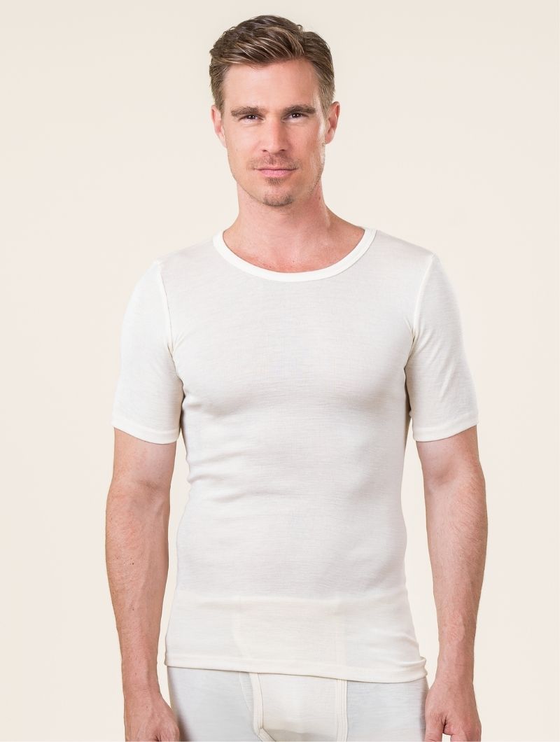 Camiseta interior manga corta hombre de lana y seda - Imagen 4