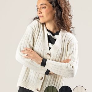 Chaqueta canalé mujer de algodón orgánico y lana